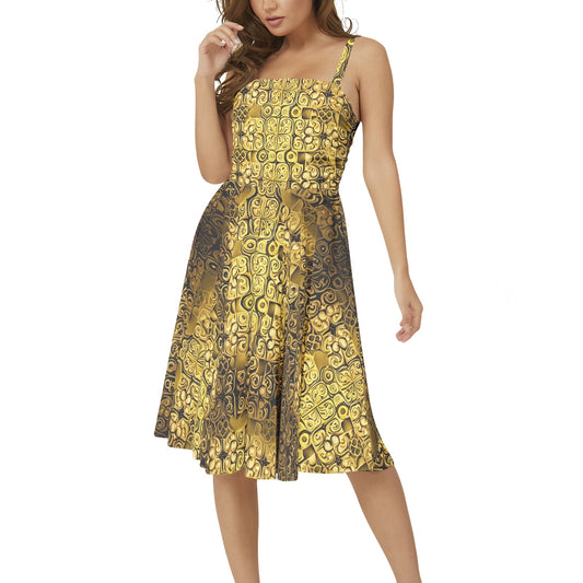 kokorepublic Sleeveless Square Neck Flare Hem Midi Dress