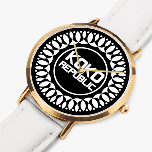 KokoRepublic 161. Hot Selling Ultra-Thin Leather Strap Quartz Watch (Rose Gold)