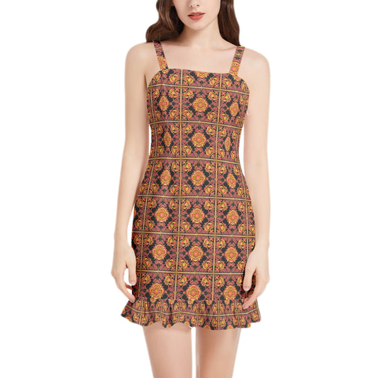 kokorepublic Sleeveless Square Neck Ruffle Hem Mini Dress