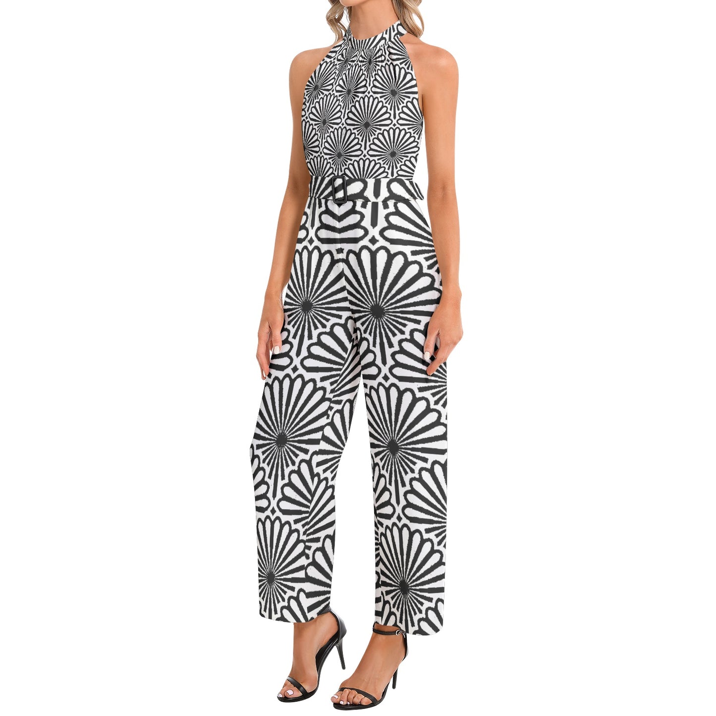 kokorepublic Halter Neck Buckle Belted Jumpsuit