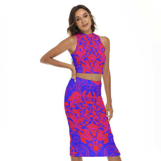 All-Over Print Women's Tank Top & Split High Skirt Set