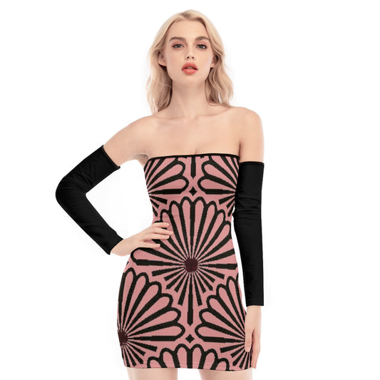 All-Over Print Women's Off-shoulder Back Lace-up Dress