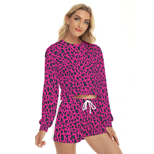 All-Over Print Women's Short Sweatshirt And Pants Suit